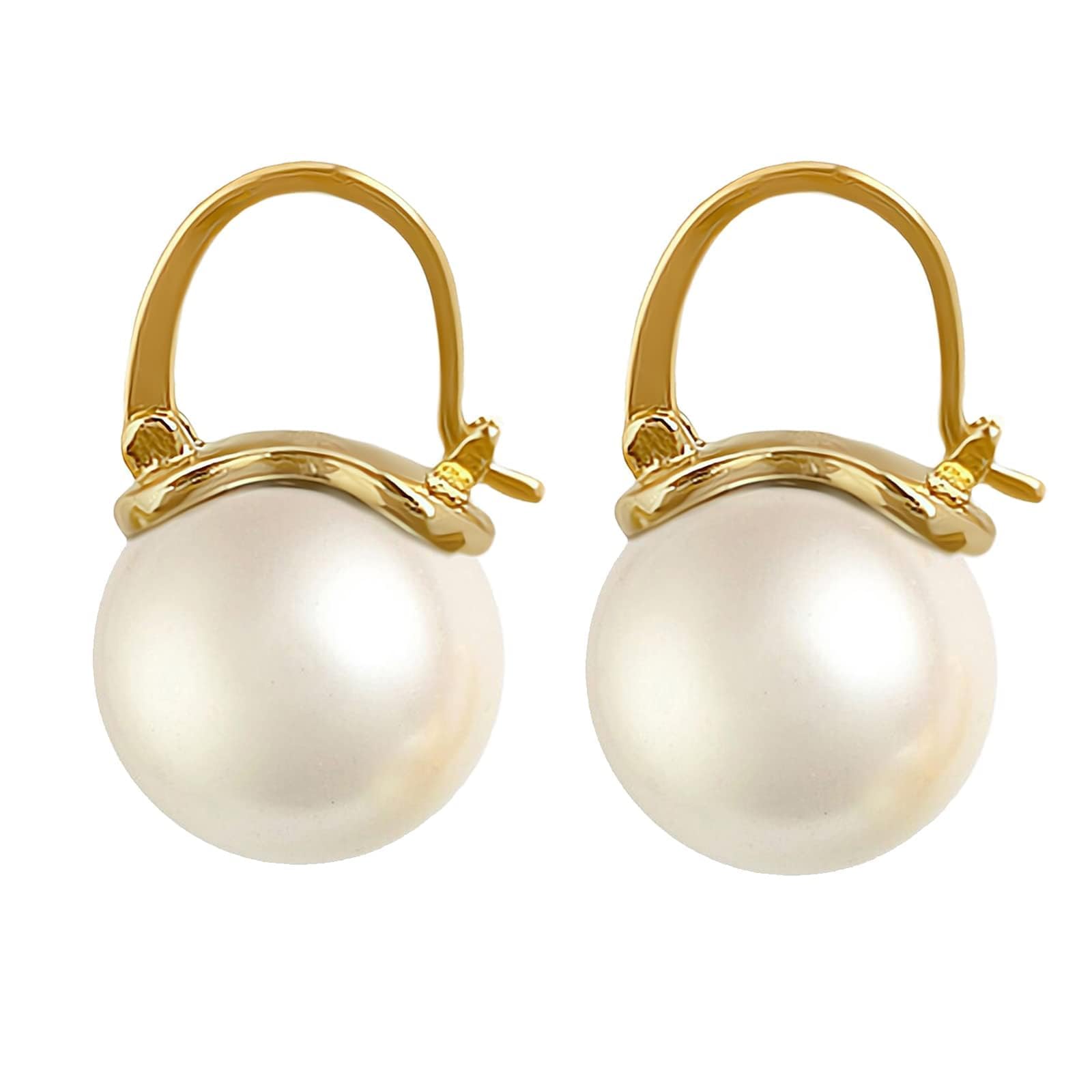 18K Gold Plated 925 Sterling Silver Shell Pearl Drop Earrings